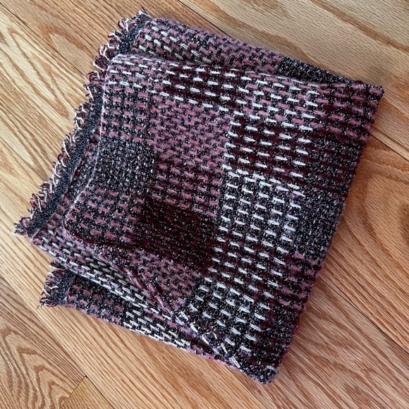 Zara Purple Pink Plaid Oversized Knit Fringe Overshirt Jacket and Skirt Set - Picture 11 of 11